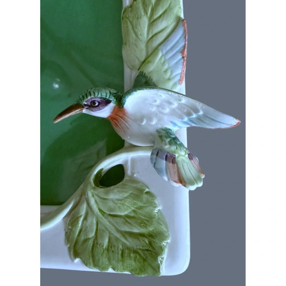 Fitz & Floyd Japan Ruby Throated Hummingbird Porcelain Picture Frame '87 Vintage